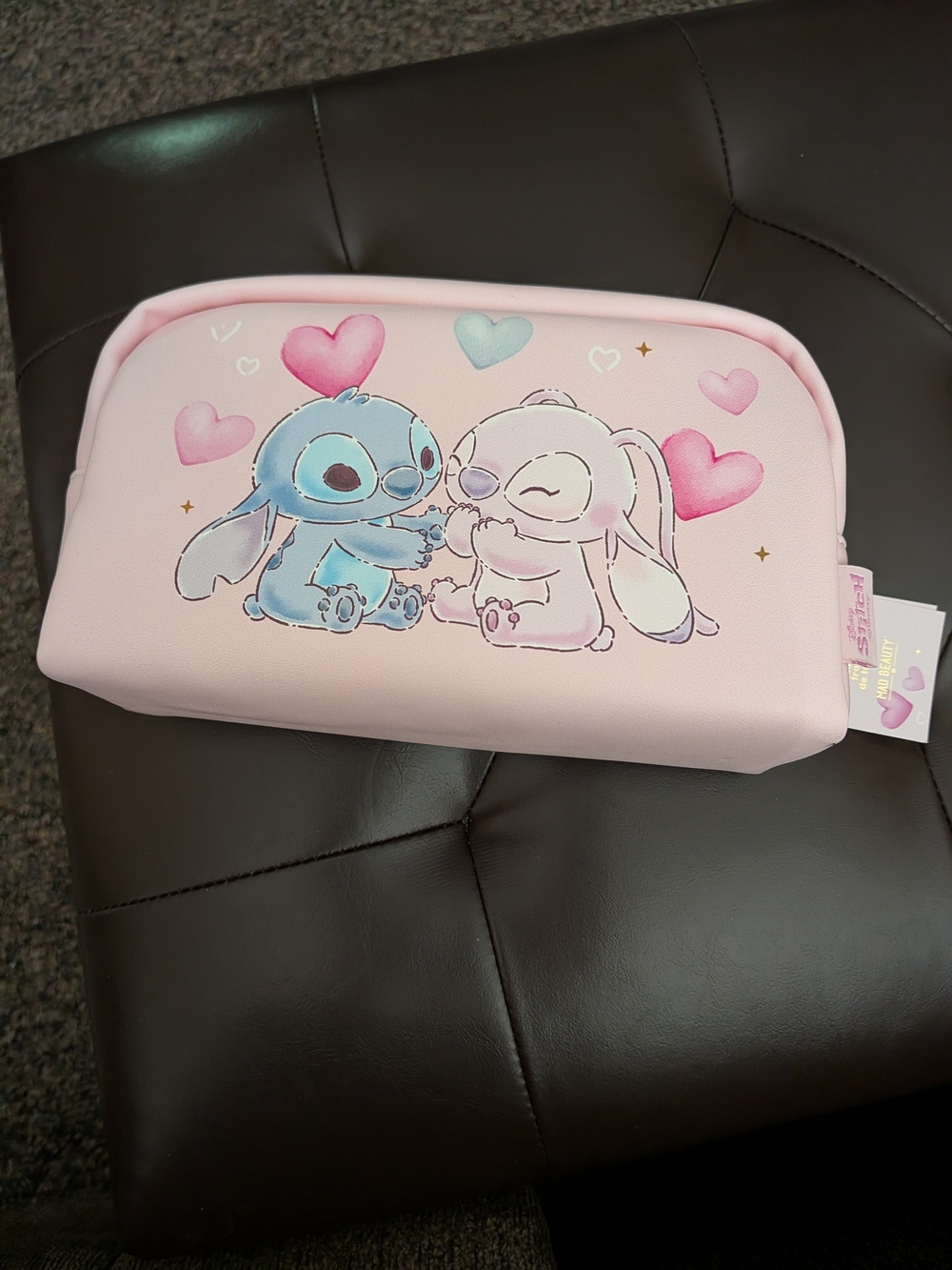 Pink Stitch & Angel Heart Cosmetic Pouch